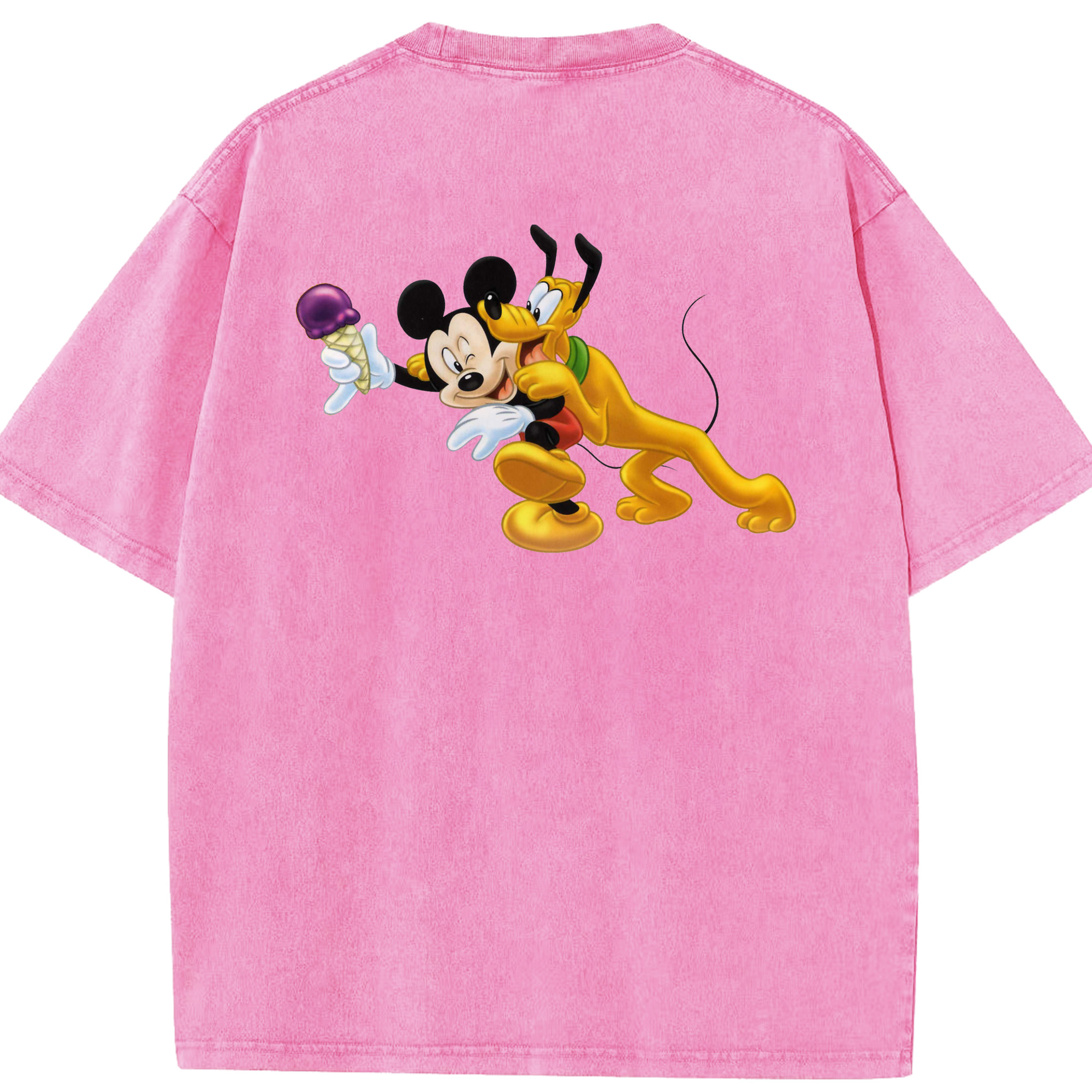 （画像用） ミッキーマウス Mickey Mouse 綿100% ヴィンテージ風 半袖Tシャツ（背面プリント）